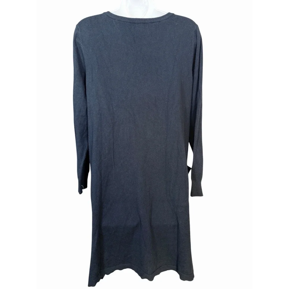 Sundance PM Black‎ Knit Sweater Dress Cotton Silk Blend Lagenlook Minimalist